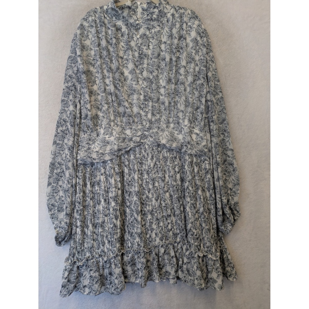 Ivy‎ City Co Dress Women's 3X Floral Pleated Long Sleeve Mini Cottagecore
